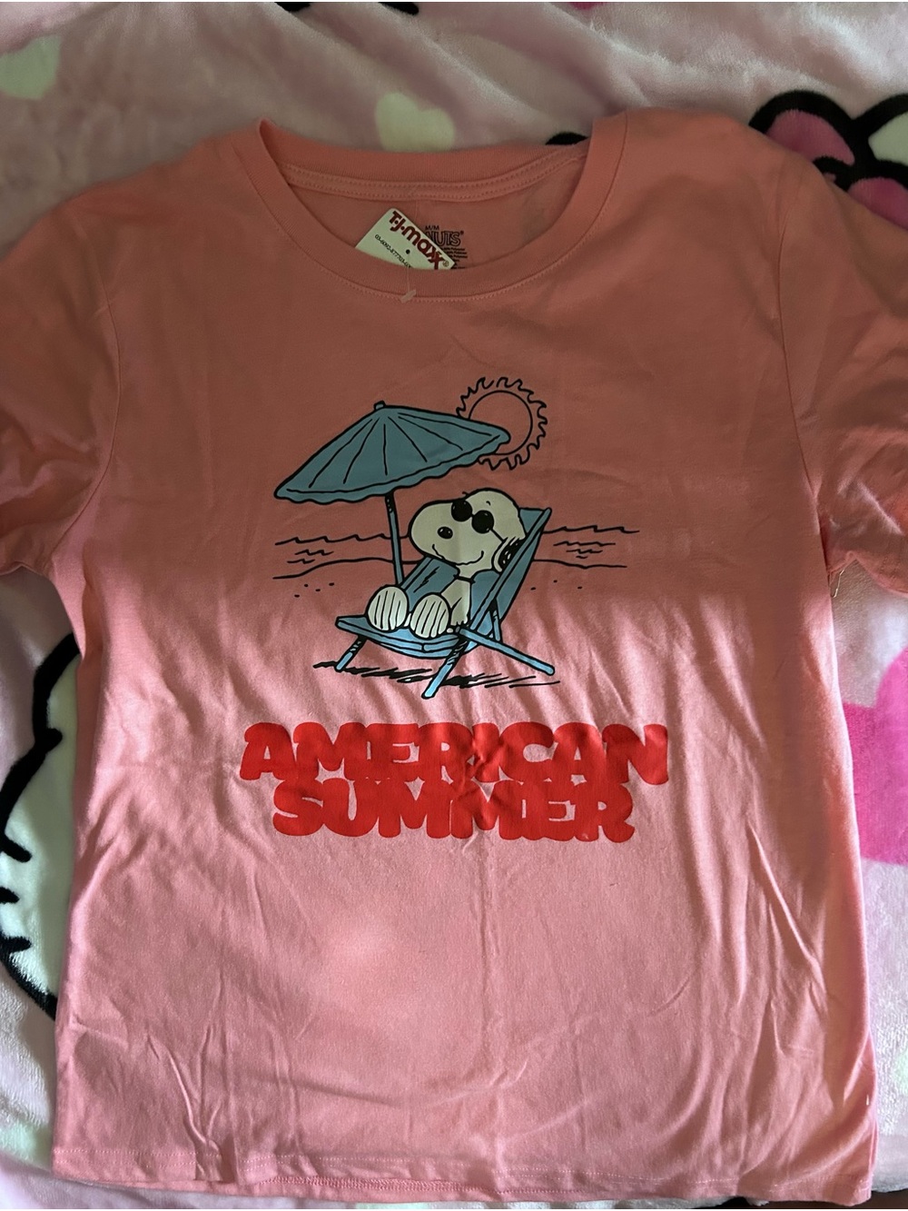 Peanuts Pink Snoopy "American Summer" Graphic Tee